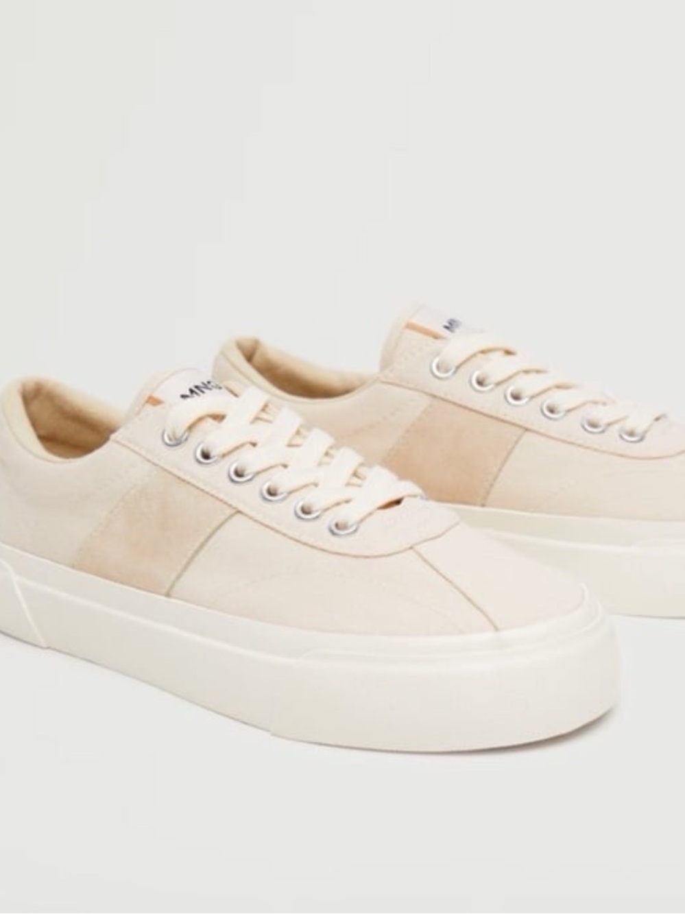 MNG MANGO Off-White Cali Cotton Lace Up Canvas Sneakers Eur 39